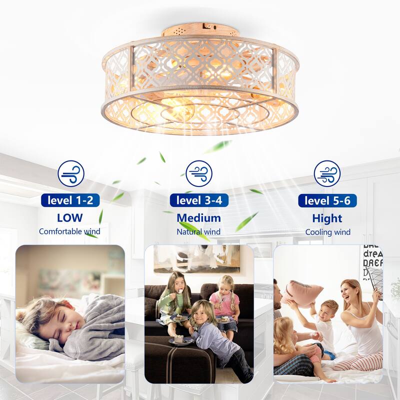 20Inch Ceiling Fans with Remote Control,6 Speed Reversible Flush Mount Low Profile Rustic - N/A