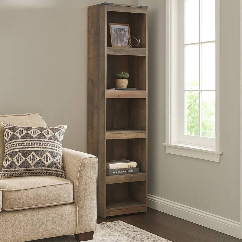 72 Inches 5 Compartment Wooden Pier with Metal Brackets, Brown