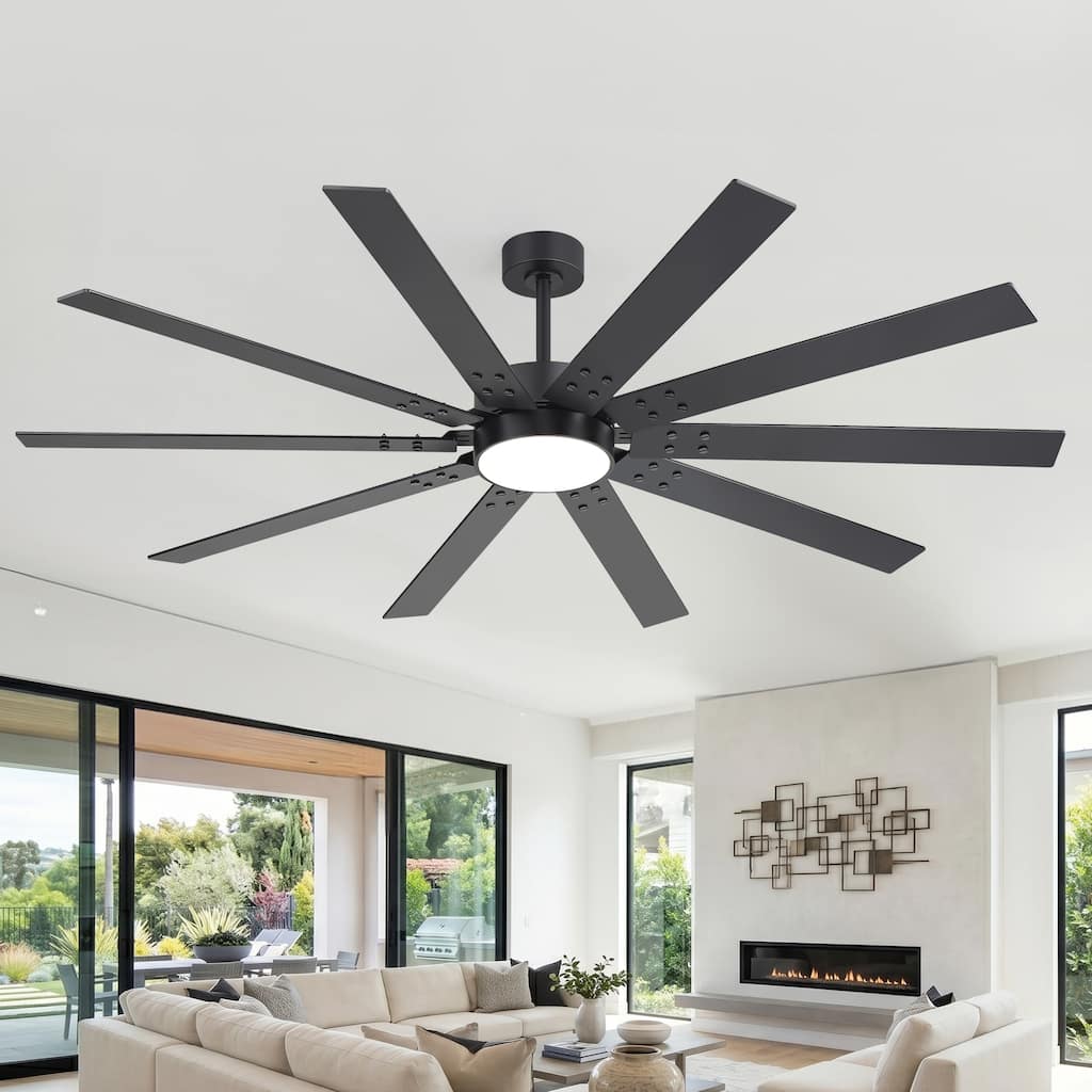 72 Inches Modern Ceiling Fan with Light and Remote, Reversible DC Motor, Large Ceiling Fan for Bedroom