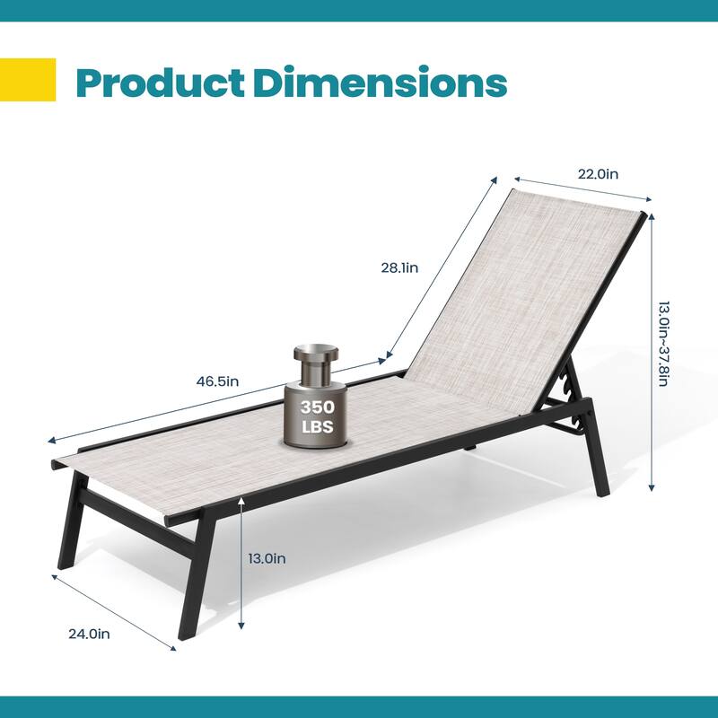 VredHom Outdoor Patio Stackable Adjustable Chaise Lounge Chairs