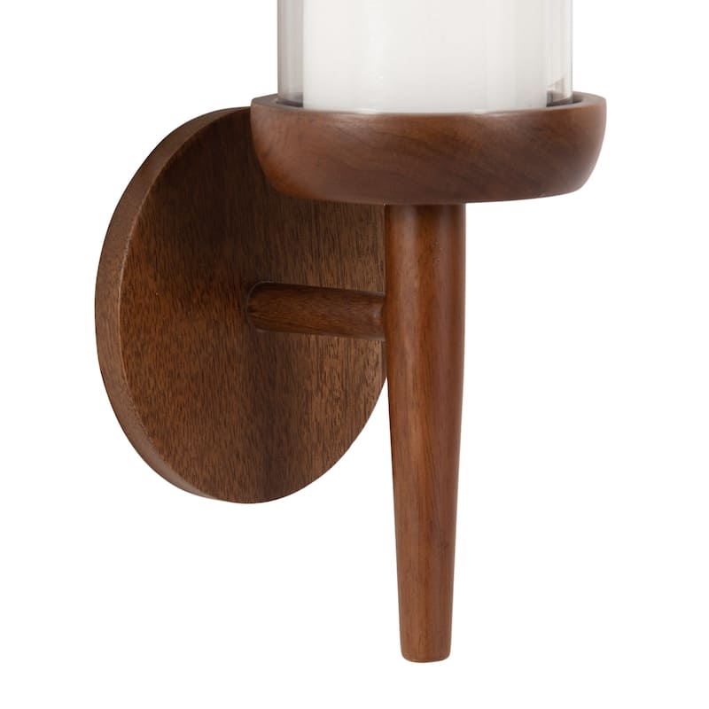 Kate and Laurel Shae Wood and Glass Wall Sconce