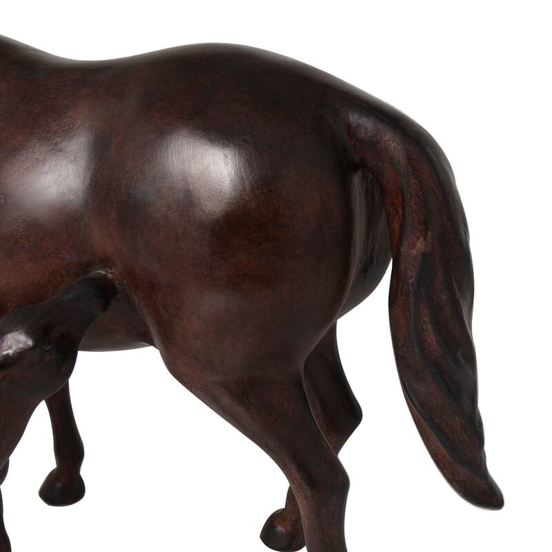 Dark Brown Polystone Horse Decorative Sculpture with Mom and Baby