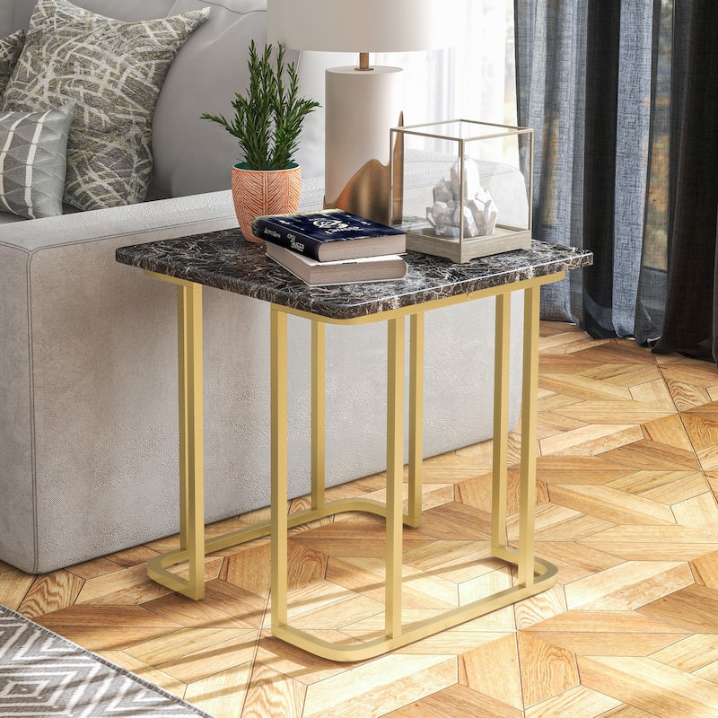 Deeanne Contemporary 24-inch Faux Marble Side Table by Furniture of America