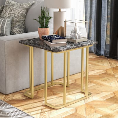 Deeanne Contemporary 24-inch Faux Marble Side Table by Furniture of America