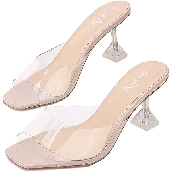 womens clear block heels