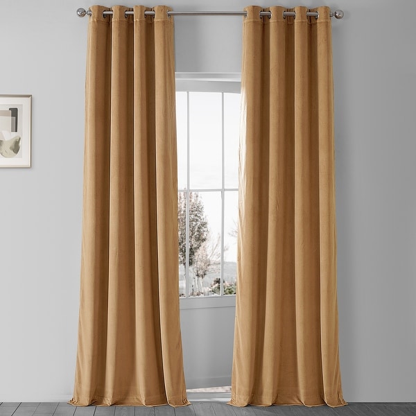 Exclusive Fabrics Signature Blackout Velvet Grommet Top Curtain Panel. Opens flyout.