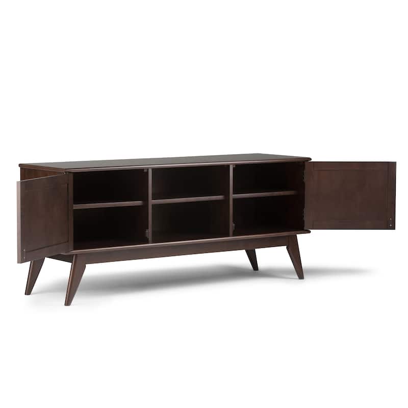 WYNDENHALL Tierney SOLID HARDWOOD 60 inch Wide Mid Century Modern TV Media Stand For TVs up to 65 inches - 60"w x 18"d x 26" h