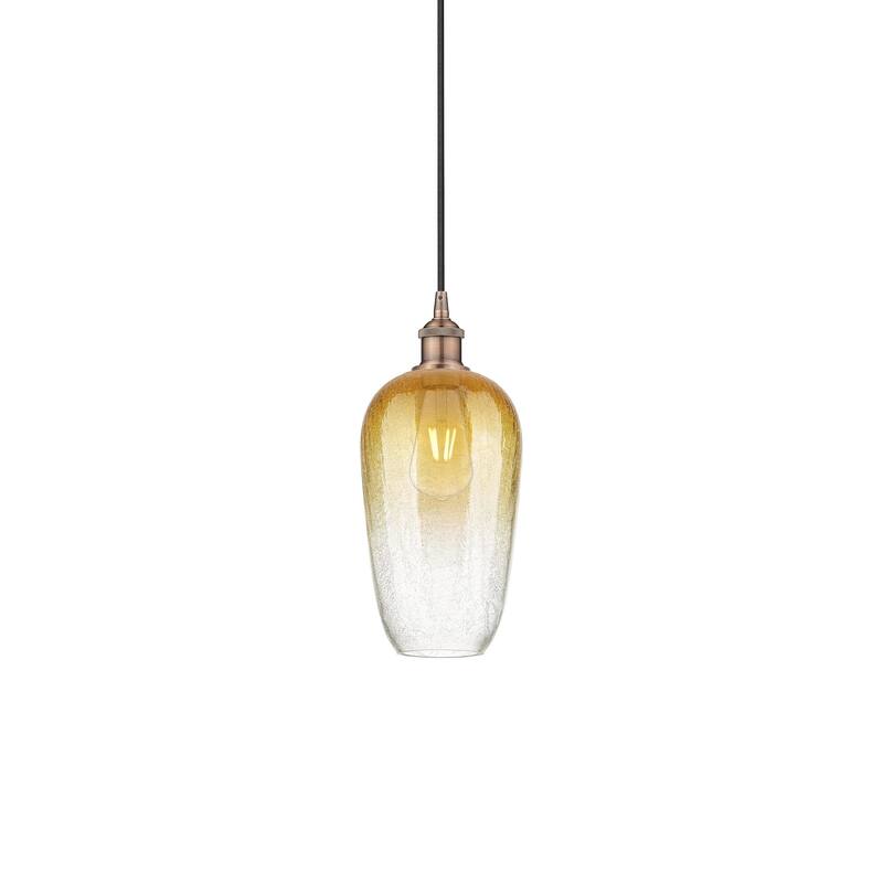 Innovations Lighting 616-1P-15-7 Brookhaven Flute Pendant Brookhaven - Antique Copper / Amber