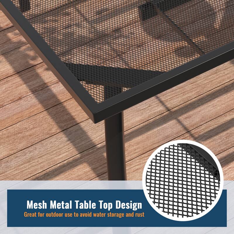 Clihome 79" Outdoor Rectangular Steel Mesh Dining Table