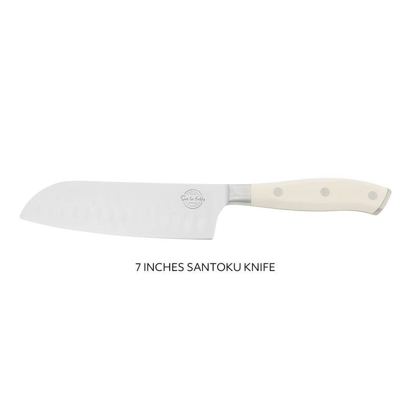 Sur La Table Kitchen Essential Tasting Kitchen German Steel Forged Full Tang Prfessional Knife with White Handle
