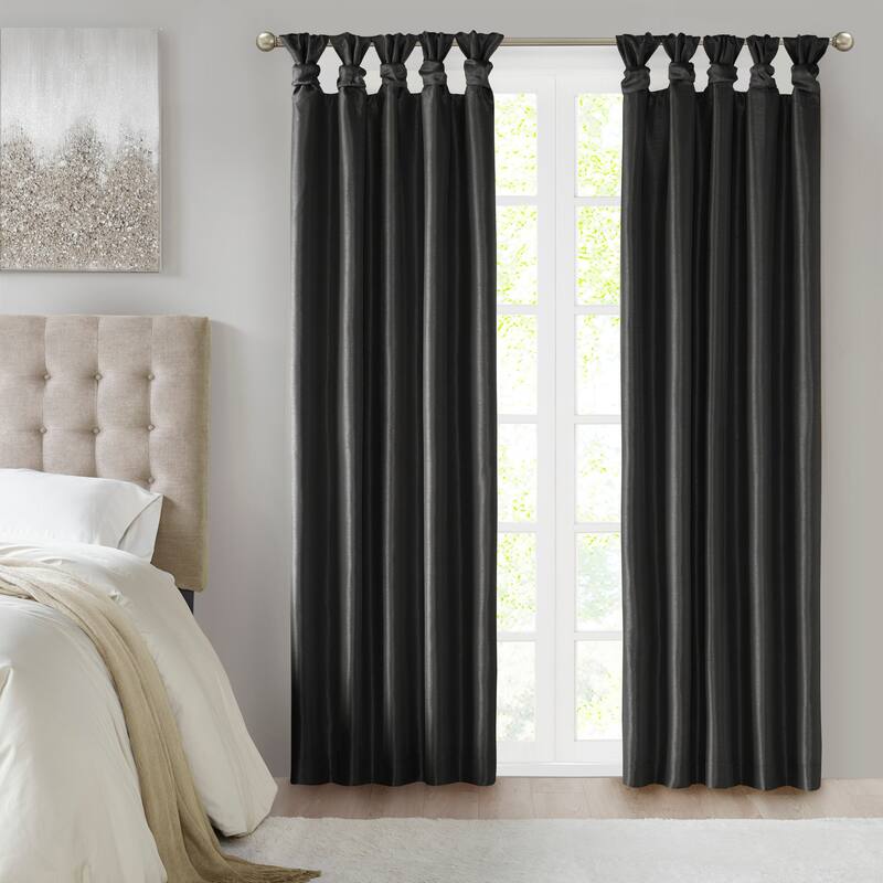 Madison Park Natalie Twist Tab Total Blackout Window Curtain Panel - 50x95" - Black