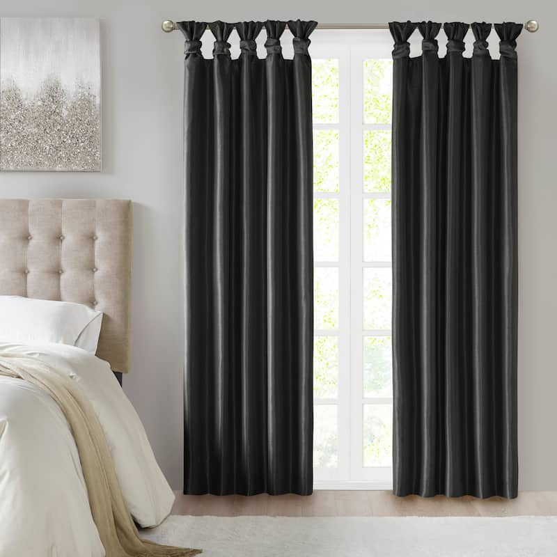 Twist Tab Total Blackout Window Curtain Panel Black Blackout