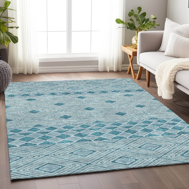 Machine Washable Indoor/ Outdoor Chantille Moroccan Boho Rug