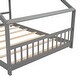 preview thumbnail 7 of 8, Full Size Wooden House Bed with Playhouse Design , Sturdy Pine Frame, Semi-Enclosed for Comfortable Sleep
