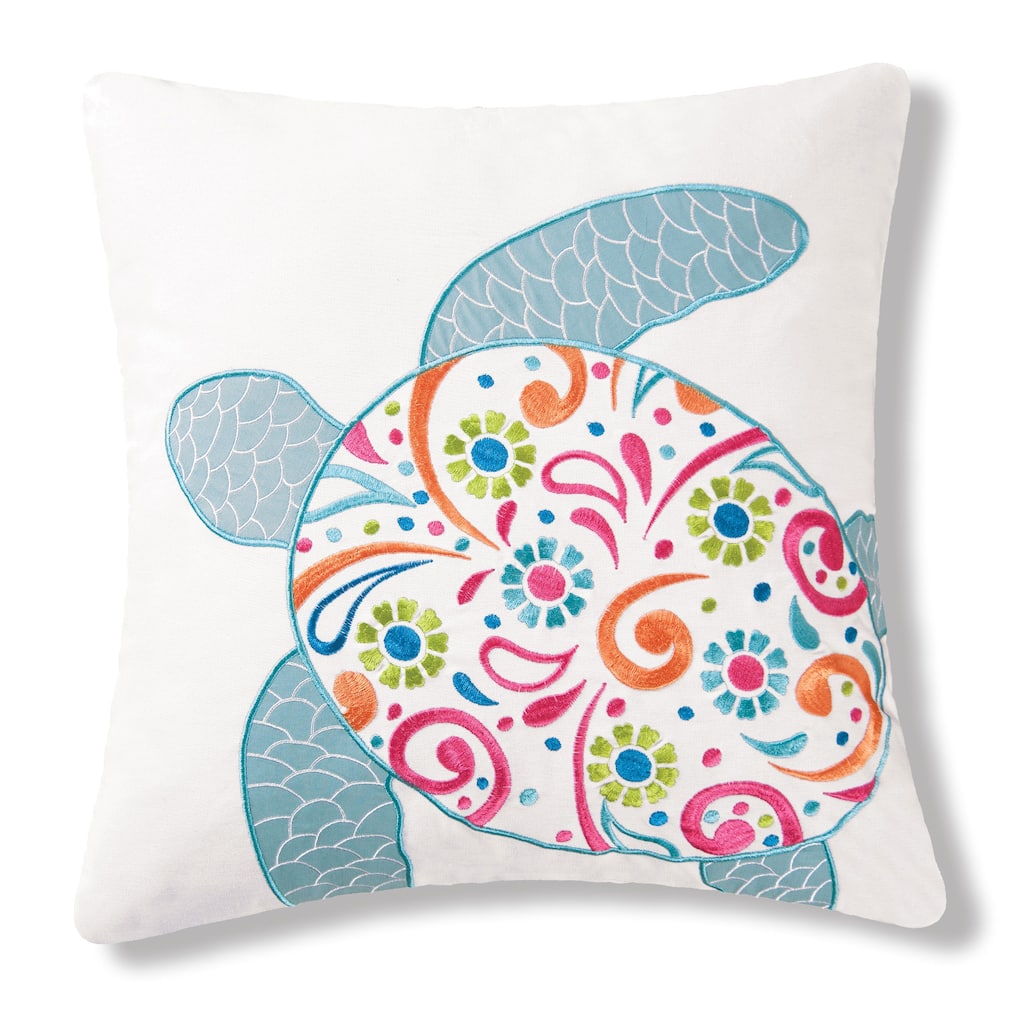 18" x 18" St. Kitts Turtle Embroidered Pillow