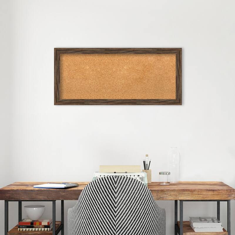 Regis Barnwood Narrow Wood Framed Natural Corkboard Bulletin Board