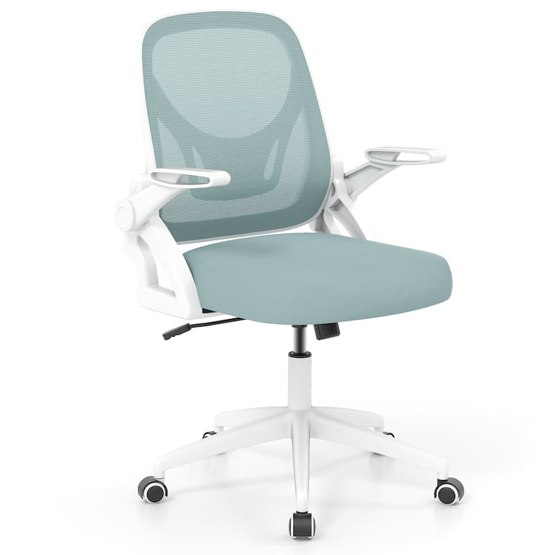 Breathable Mesh Adjustable Desk Chair with Lumbar Support and Sponge Cushion Flip-up Armrests - 25" x 25" x 36"-39"