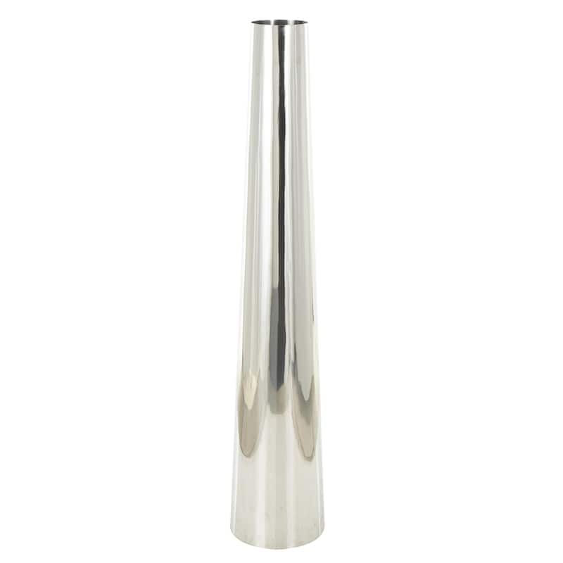 Stainless Steel Metal Minimalistic Tall Floor Cone Decorative Vase - Gold or Silver - Roche River Decor