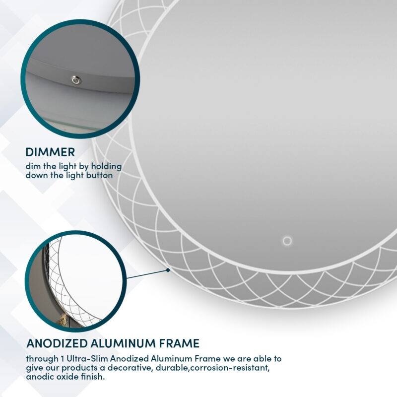 Aquadom Frost LED Lighted Bathroom Round Mirror