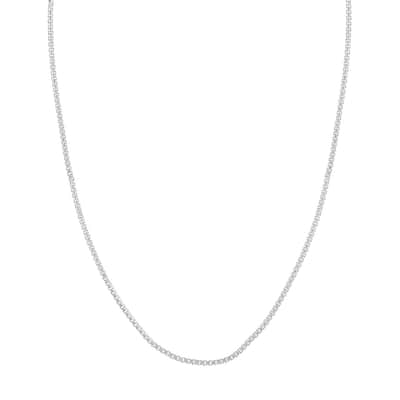 Curata 925 Sterling Silver Rhodium 2.1mm Round Box Chain for Men