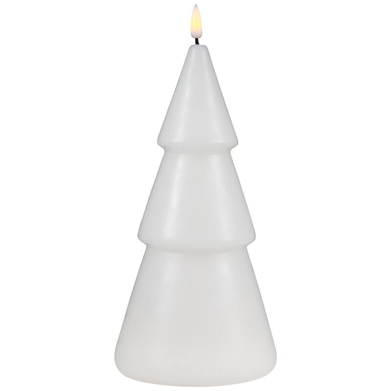 LED Flameless Flickering Christmas Tree Wax Candles - 10.5" - White - Set of 2