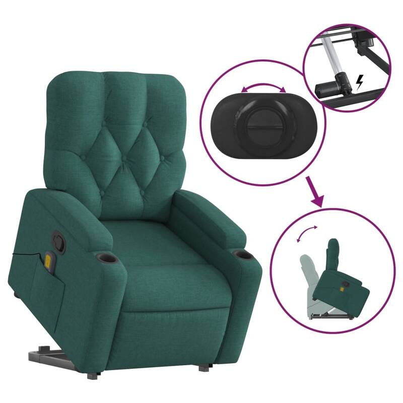 vidaXL Stand up Massage Recliner Chair Power Lift Wingback Armchair Fabric