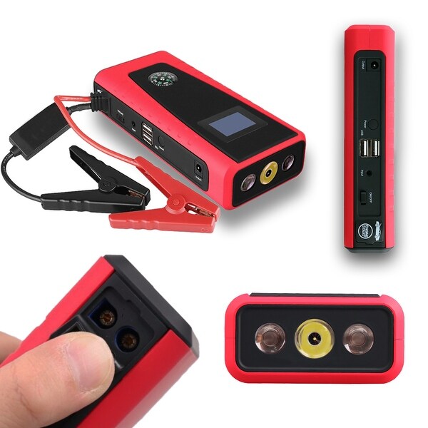 Indigi® Heavy Duty Portable Car Jump Starter + PowerBank w/ Laptop & SmartPhone travel charger kit - black | red