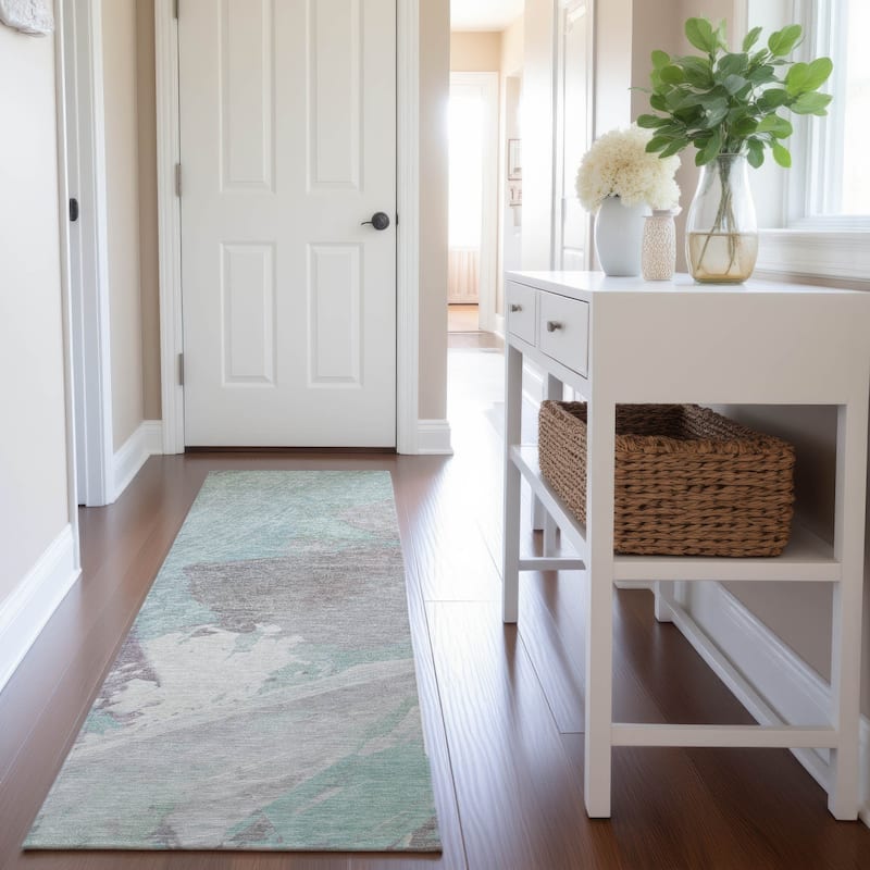 Premium Washable Super Soft Contemporary Brush Mayfield Rug - Seafoam - 2'3" x 7'6"