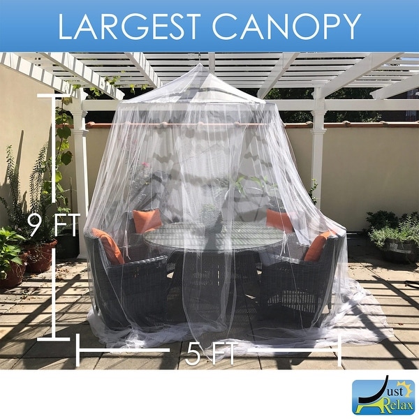 Just Relax Extra Large Indoor Outdoor Round Canopy Mosquito Net White 5x9 Feet