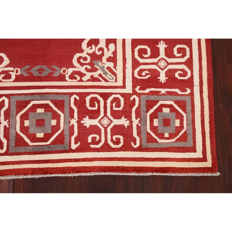 Geometric Oriental Gabbeh Kashkoli Area Rug Hand-knotted Wool Carpet - 5'4" x 7'8"