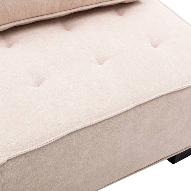 Accent Sofa Living Room Ottoman & Lazy Chair Polyester Fabric Upholstered Sofa with Solid Wood Legs