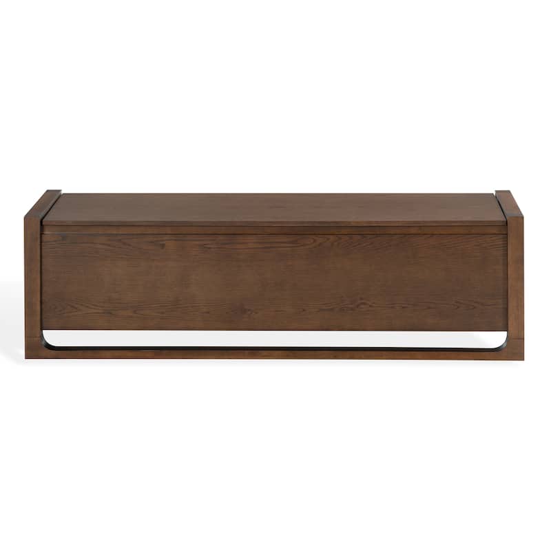 SAFAVIEH Couture Tyrell Wood Storage Bench - 60"W x 18"D x 18"H - Walnut