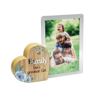 Heart With Text And Clear Photo Frame- Family Photo Frame