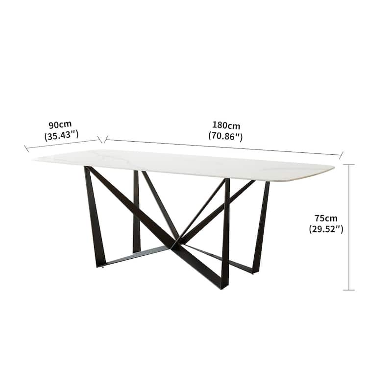 Lesly 70.86 in. Modern Rectangle White Dining Table (8 Seats) - 70.86"D×35.43"W×29.52"H
