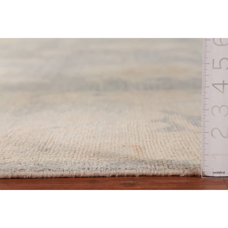 Hand Knotted Oriental 100% Wool Carpet Transitional All-Over Navy Blue & Blues Oushak Area Rug - 12' 1'' X 9' 10''