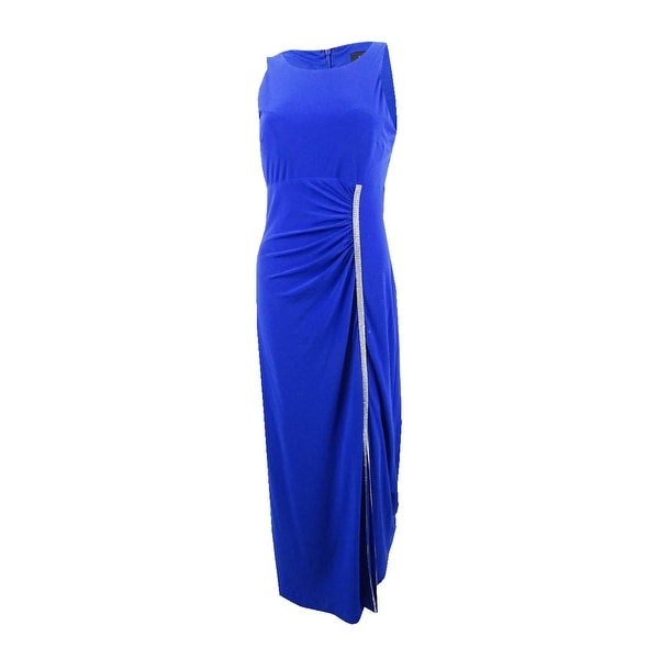 msk embellished ruched jersey gown