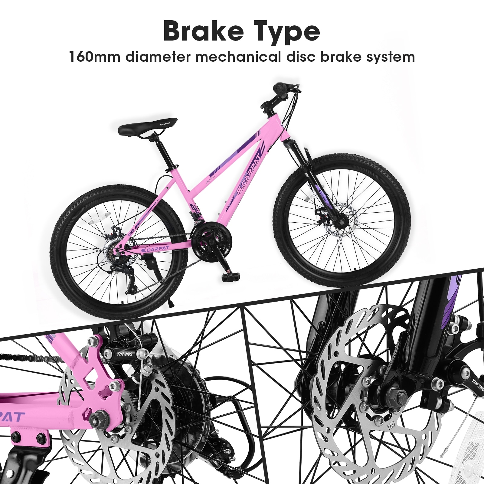 Pink Mountain Bike Hardtail Design Bike for Teenagers Girls Women