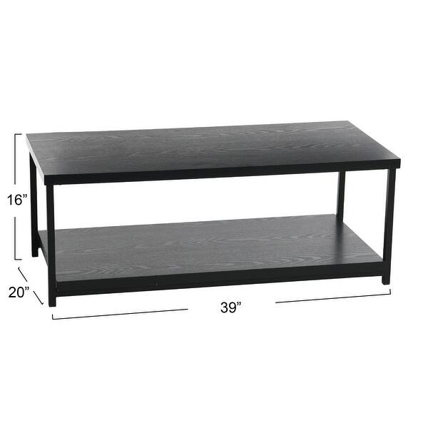 Jamestown Rectangular Coffee Table with Storage Shelf Black Oak Wood ...
