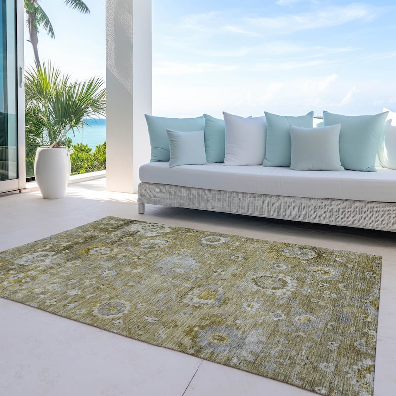 Machine Washable Indoor/ Outdoor Vintage Traditional Chantille Rug