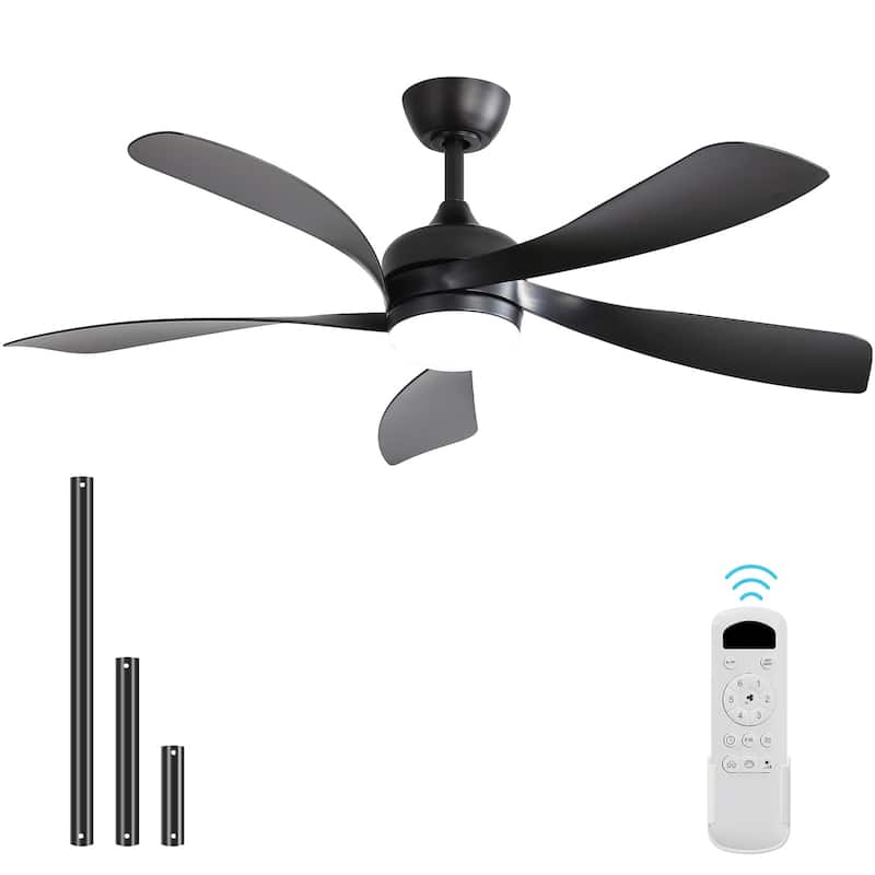 Sofucor 52"Smart,Ceiling Fans with Lights and Remote, Compatible with Alexa/Google/App, 3-Color Light 6-Speed Timing - Remote Control - Black with Black ABS Blades