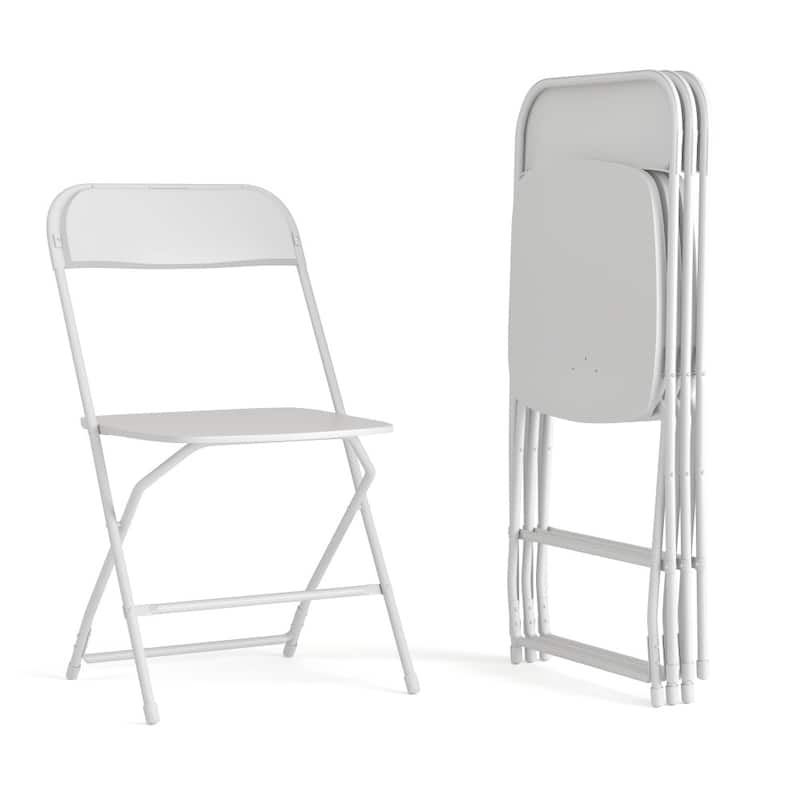 Big and Tall Commercial Folding Chair - Extra Wide 650LB. Capacity - Durable Plastic - 4-Pack - White