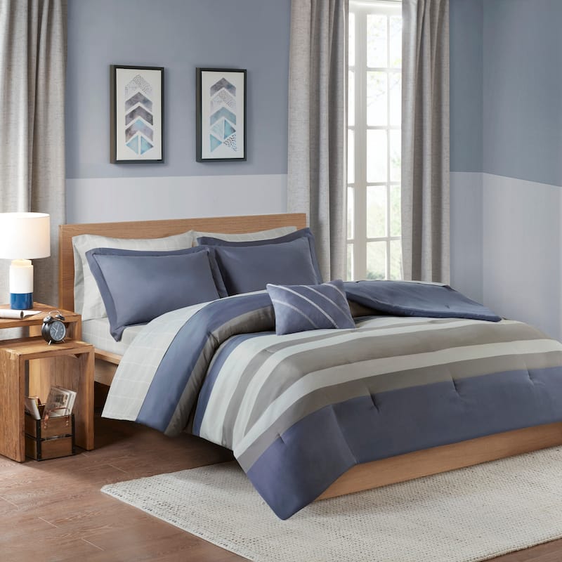 Intelligent Design James Striped Comforter Set with Bed Sheets