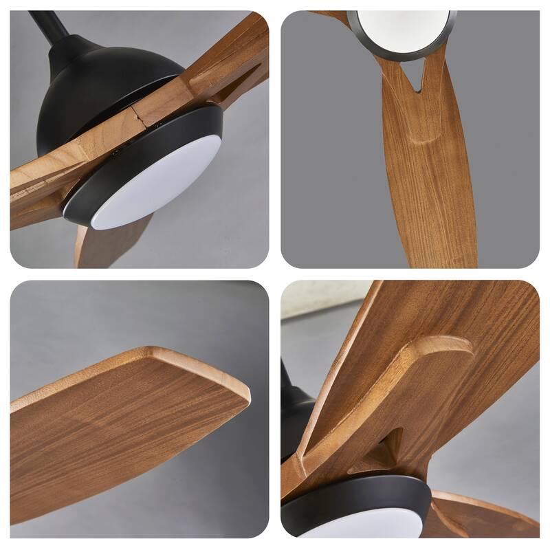 52 in. Indoor/Outdoor Brown Retro 5-Palm Leaf Shaped Blades Tropical Ceiling Fan without Light