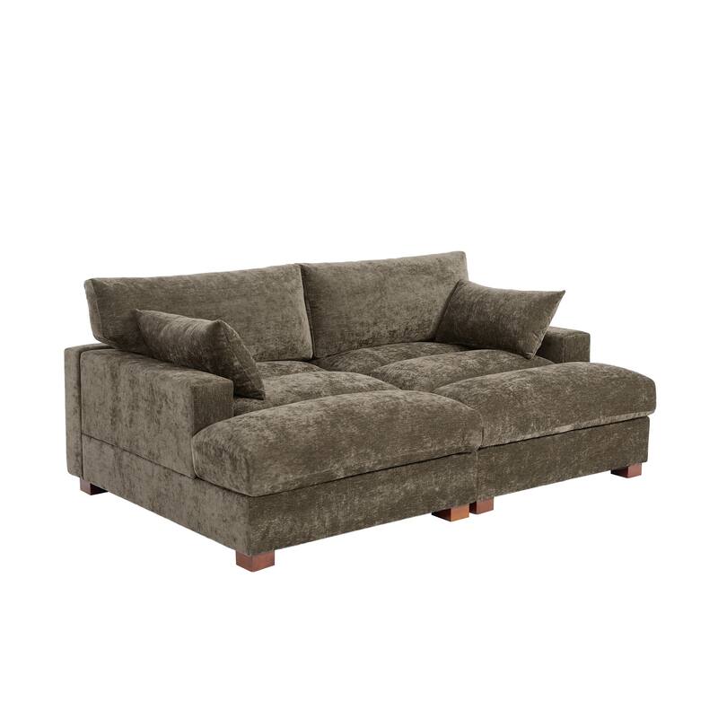 82.5"W Chenille Upholstered Sectional Modular Sofa With Chaise