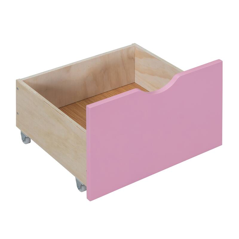 Convertible Twin-Over-Twin Bunk Bed with Desk, Pink