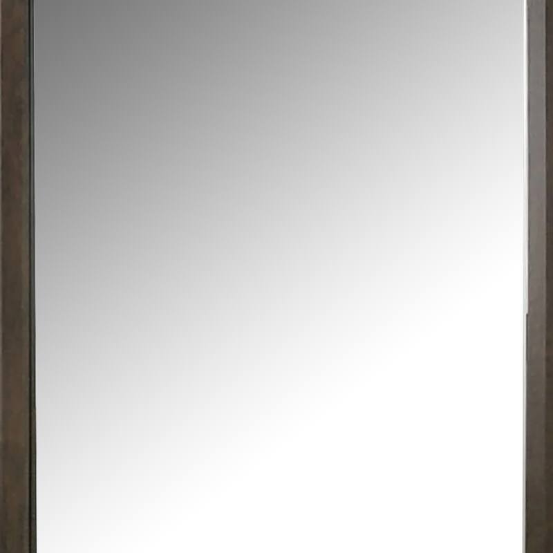 Fel Dresser Mirror, Beveled Glass, Dark Brown Wood Frame, 44x45