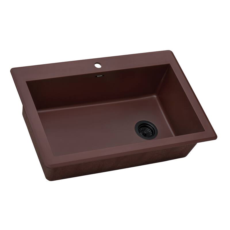 Ruvati 33 x 22 inch Granite Composite Drop-in Topmount Single Bowl Kitchen Sink - Carnelian Red -