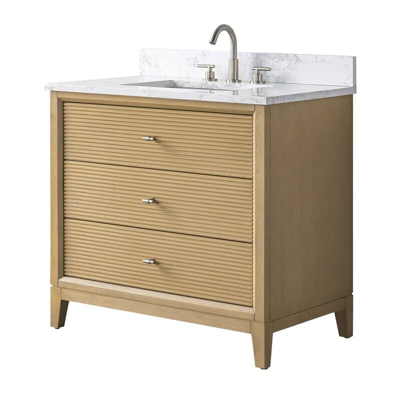 Vanity Art 36" Freestanding Bathroom Vanity with Engineered Marble Top and Sink
