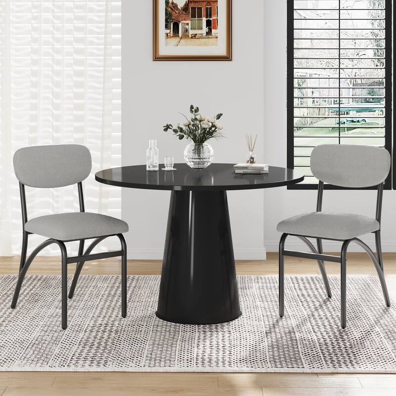 Modern Upholstered Kitchen Dining Room Chairs Set of 2,with Arched Metal Legs