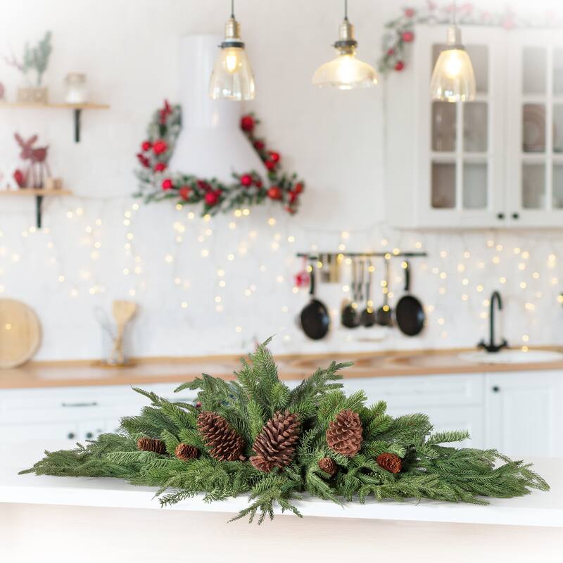 42" Real Touch Norfolk Spruce Juniper Swag - Green